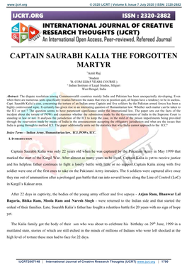 CAPTAIN SAURABH KALIA the FORGOTTEN MARTYR 1Amit Raj 1Student 1B