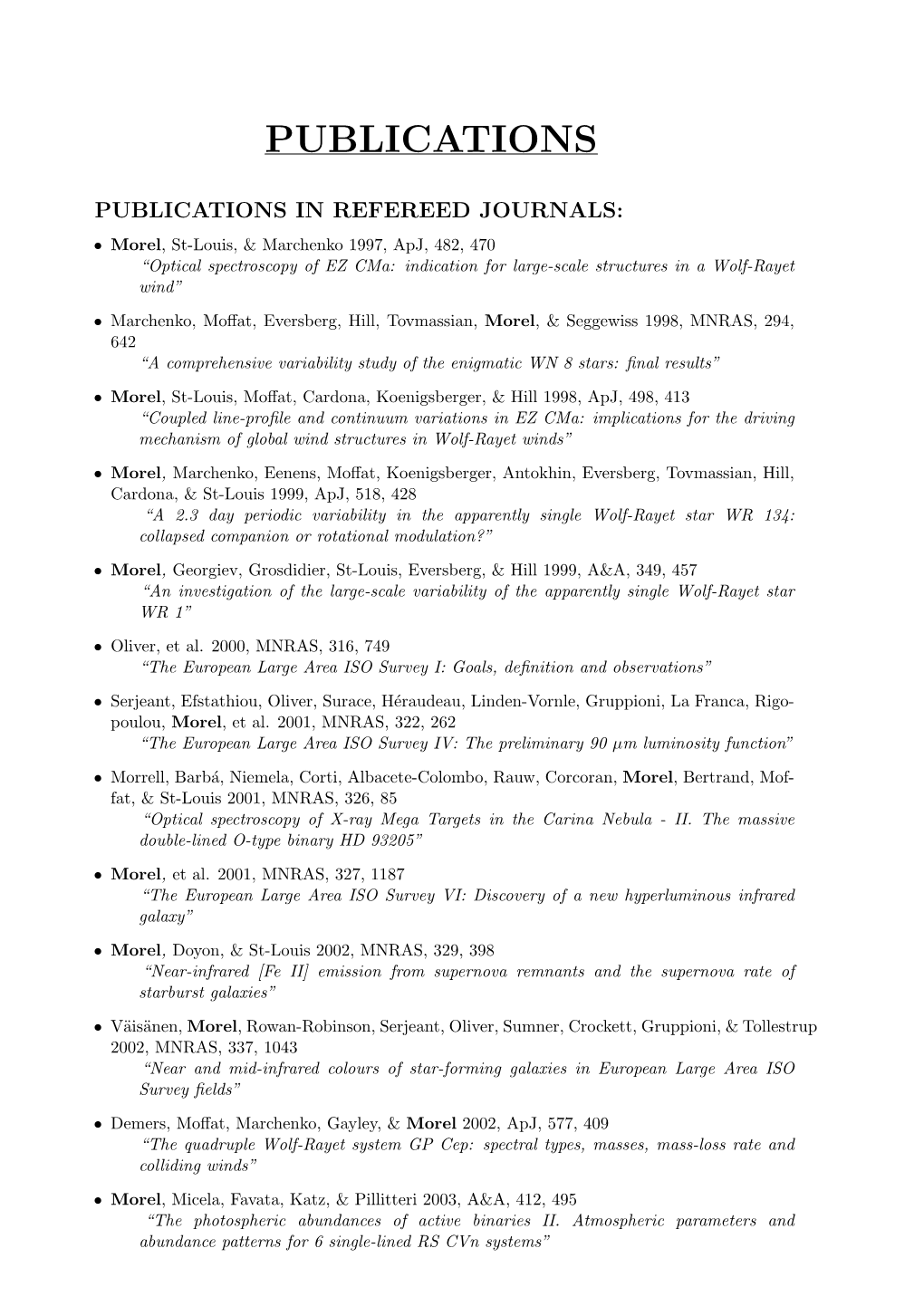 List of Publications