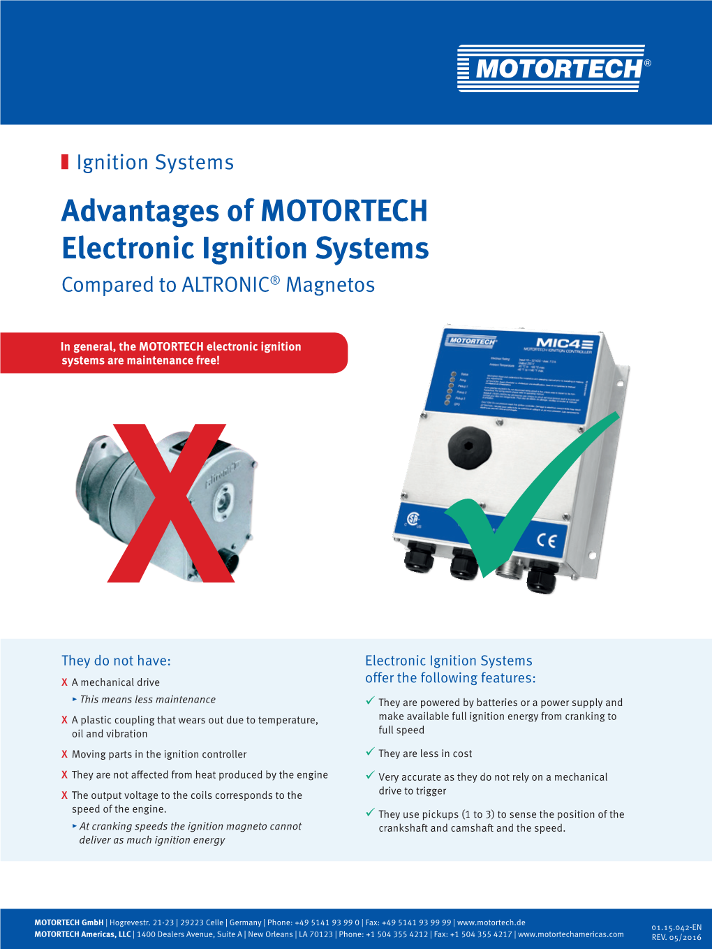 Advantages of MOTORTECH Electronic Ignition Systems Compared to ALTRONIC® Magnetos