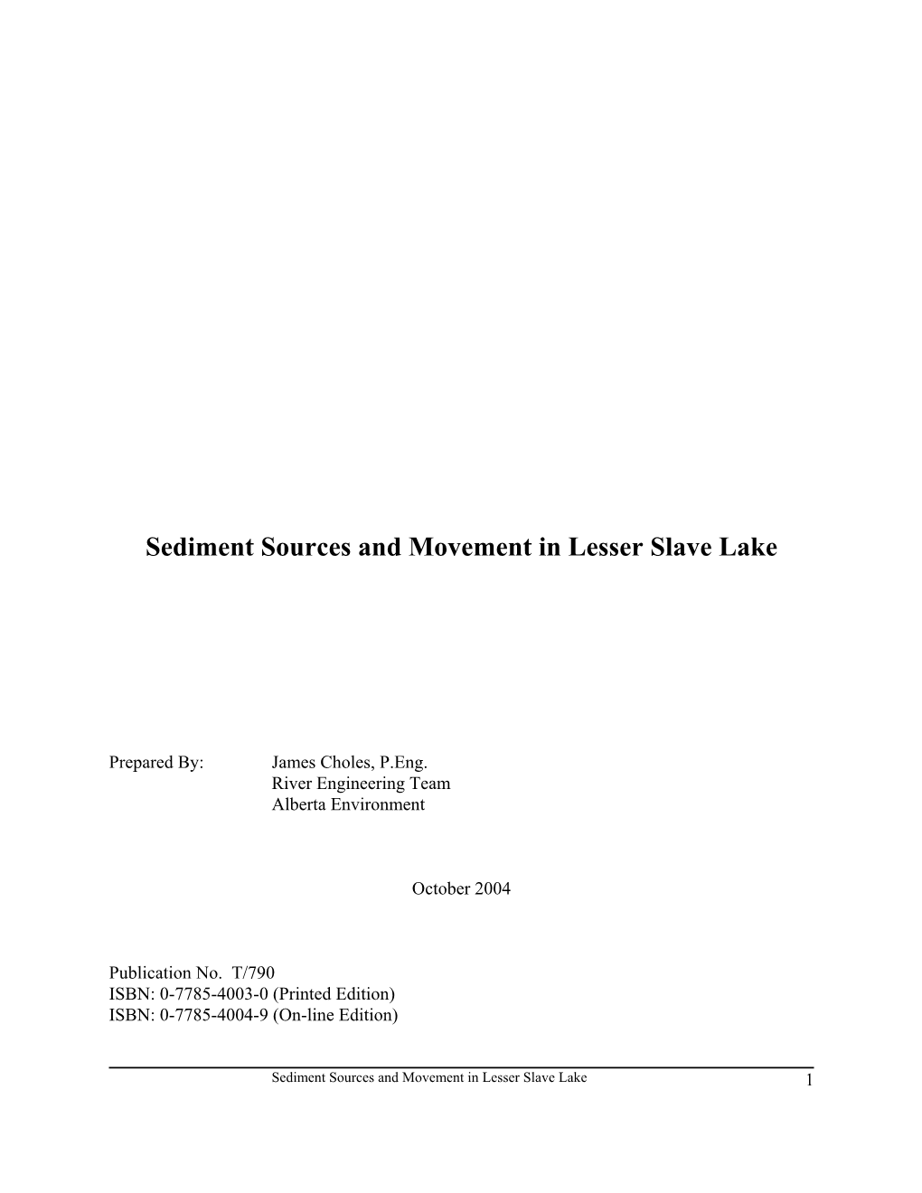 Sediment Sources and Movement in Lesser Slave Lake