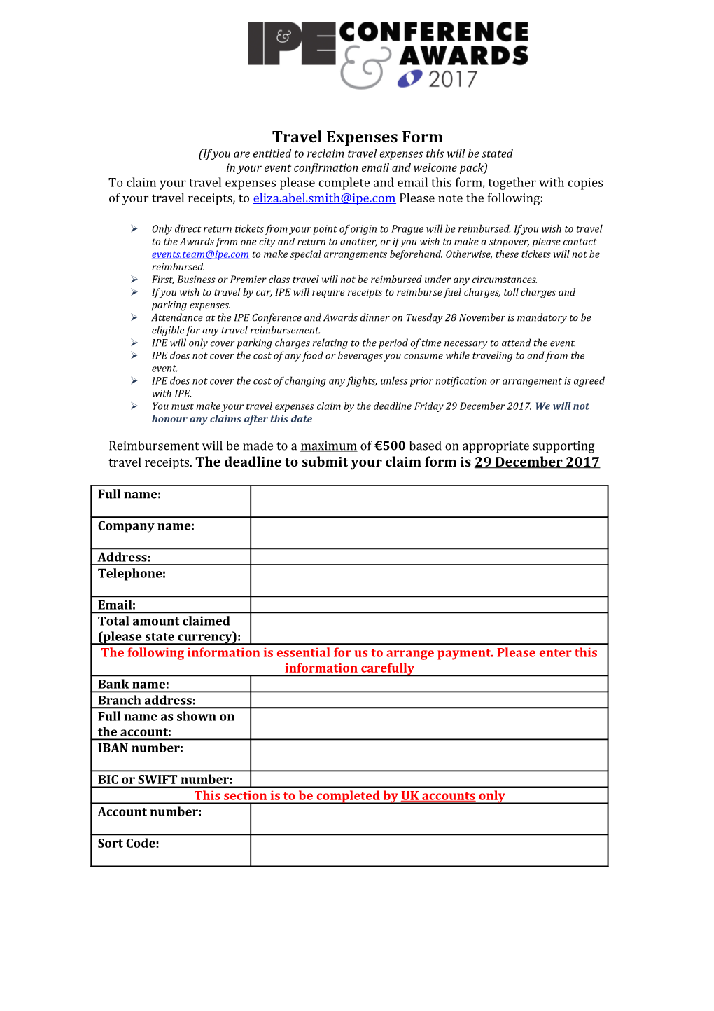 Travel Expenses Form