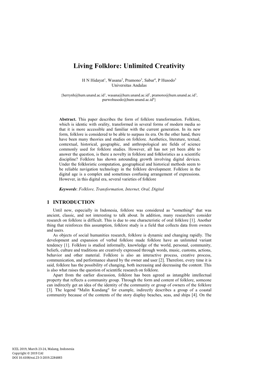 Living Folklore: Unlimited Creativity