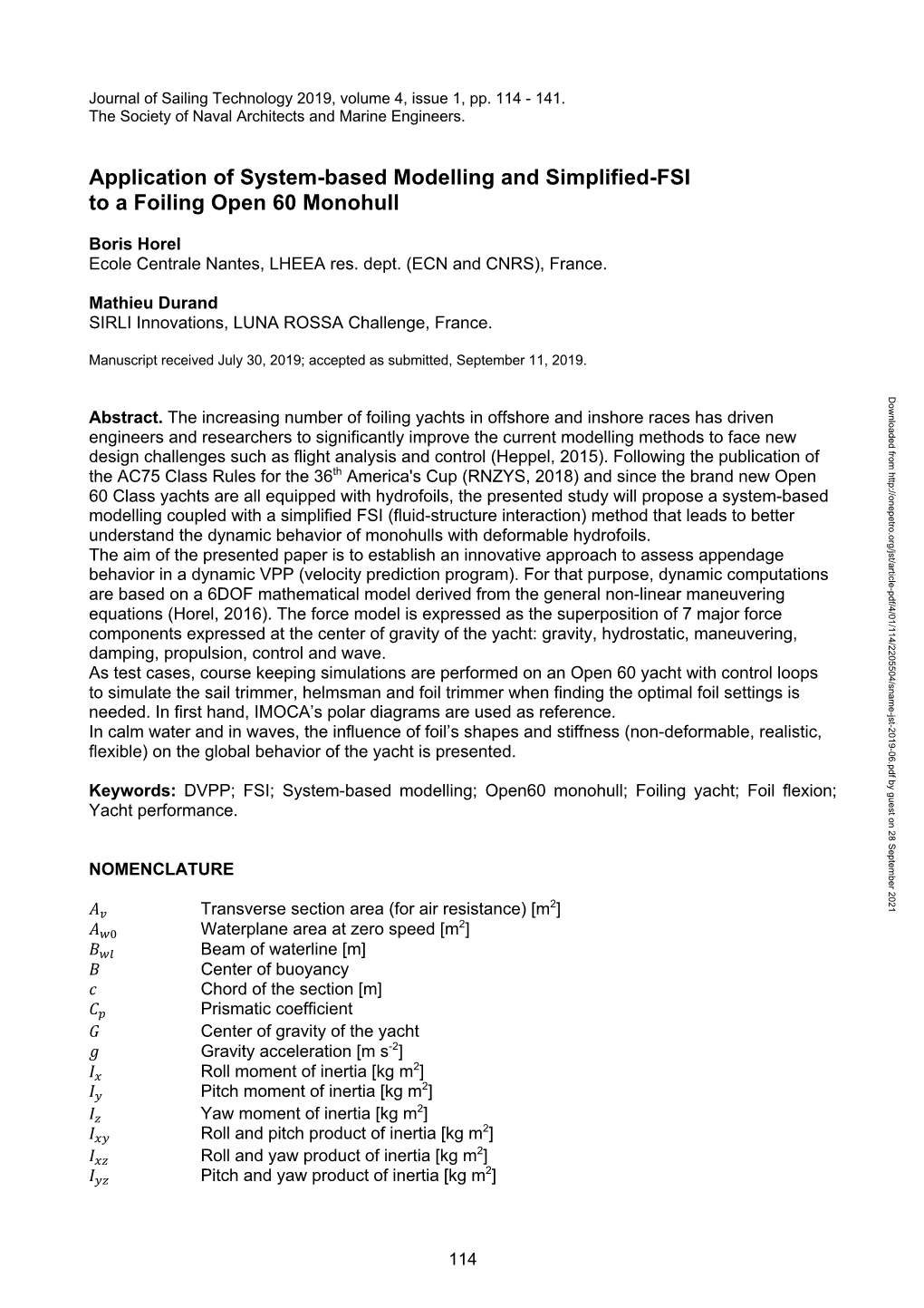 Application of System-Based Modelling and Simplified-FSI to a Foiling Open 60 Monohull