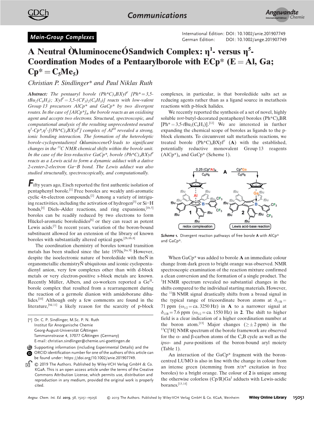 A Neutral “Aluminocene” Sandwich Complex: Η1‐ Versus Η5