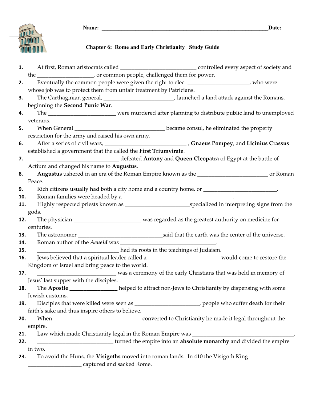 Chapter 6: Rome and Early Christianity Study Guide