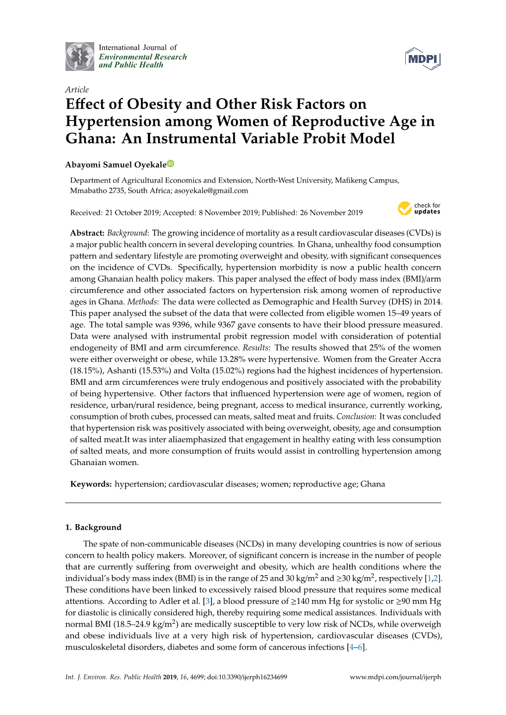 Effect of Obesity and Other Risk Factors on Hypertension