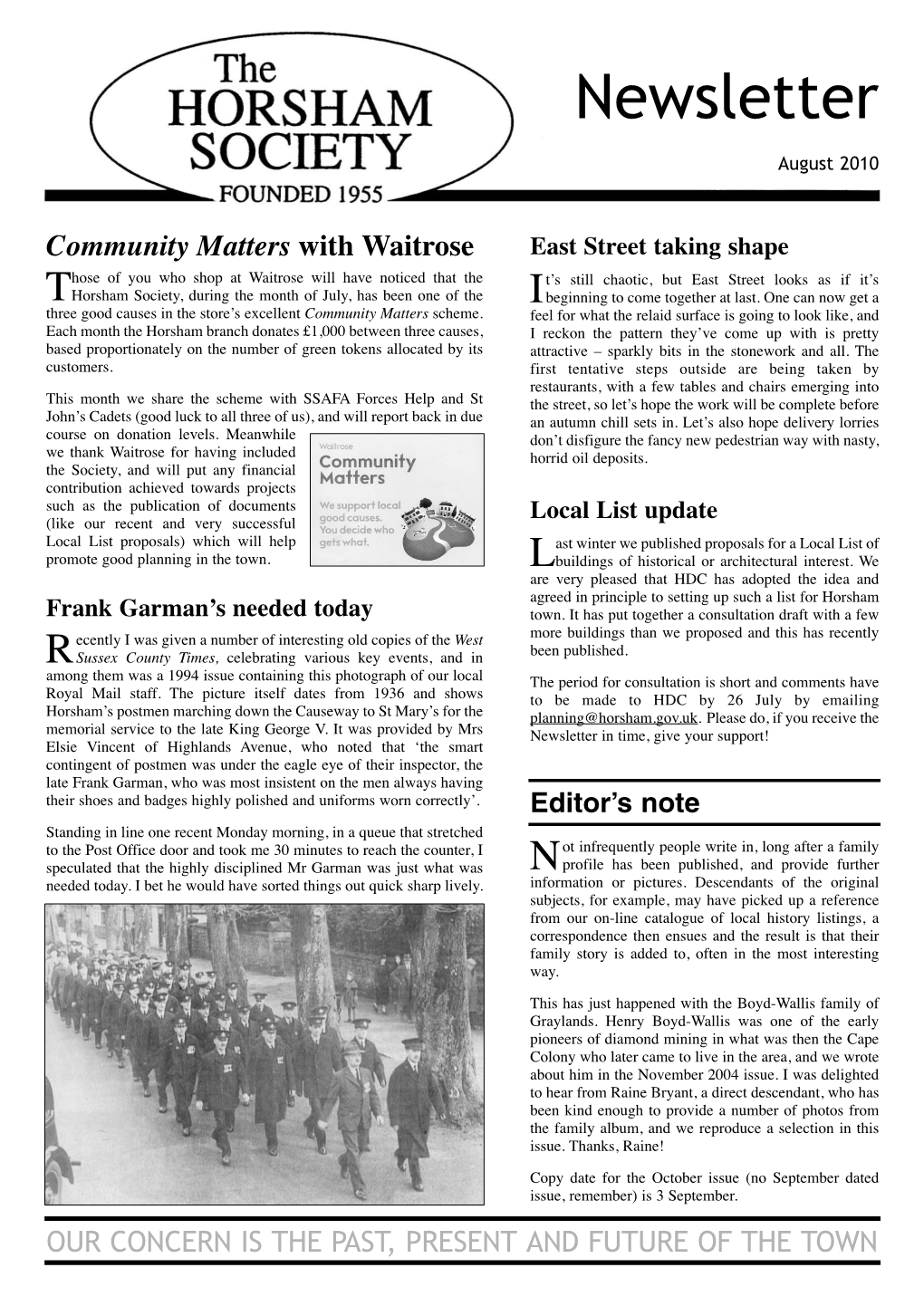 Newsletter August 2010 Newsletter August 2010