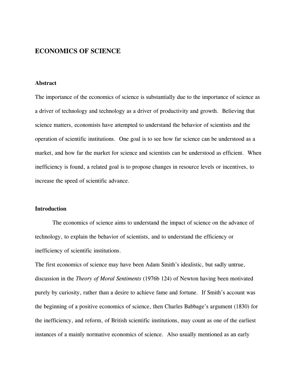 Economics of Science