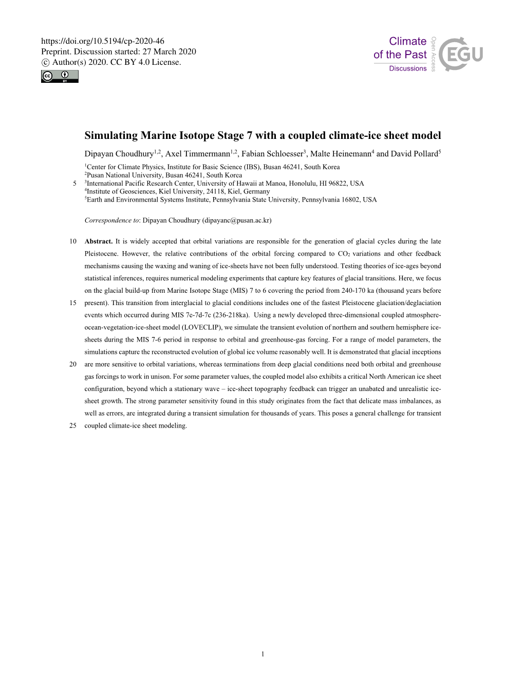 Simulating Marine Isotope Stage 7 with a Coupled Climate-Ice Sheet