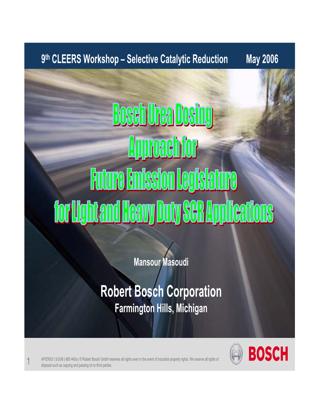 Robert Bosch Corporation Farmington Hills, Michigan