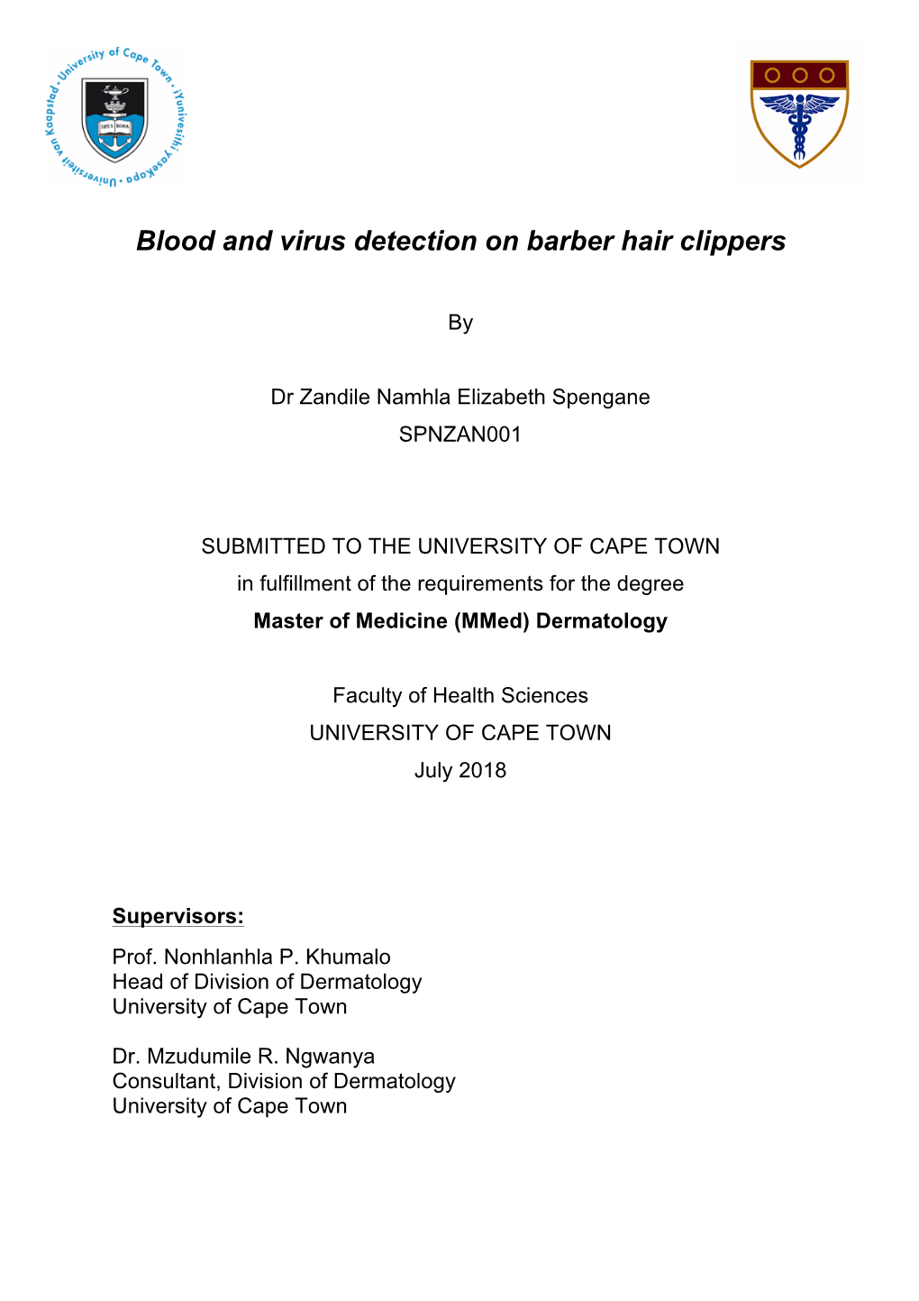 Blood and Virus Detection on Barber Hair Clippers