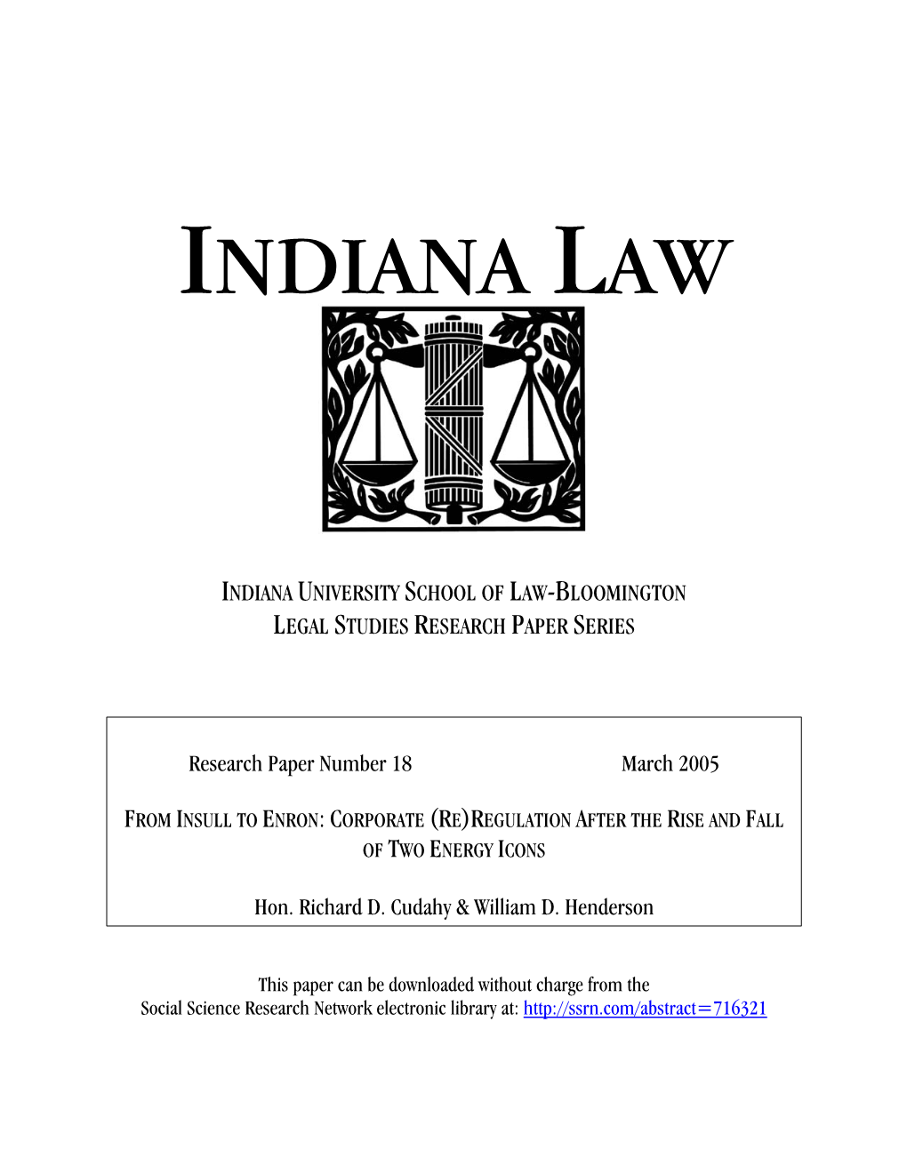 From Insull to Enron: Corporate (Re)Regulation After the Rise and Fall of Two Energy Icons