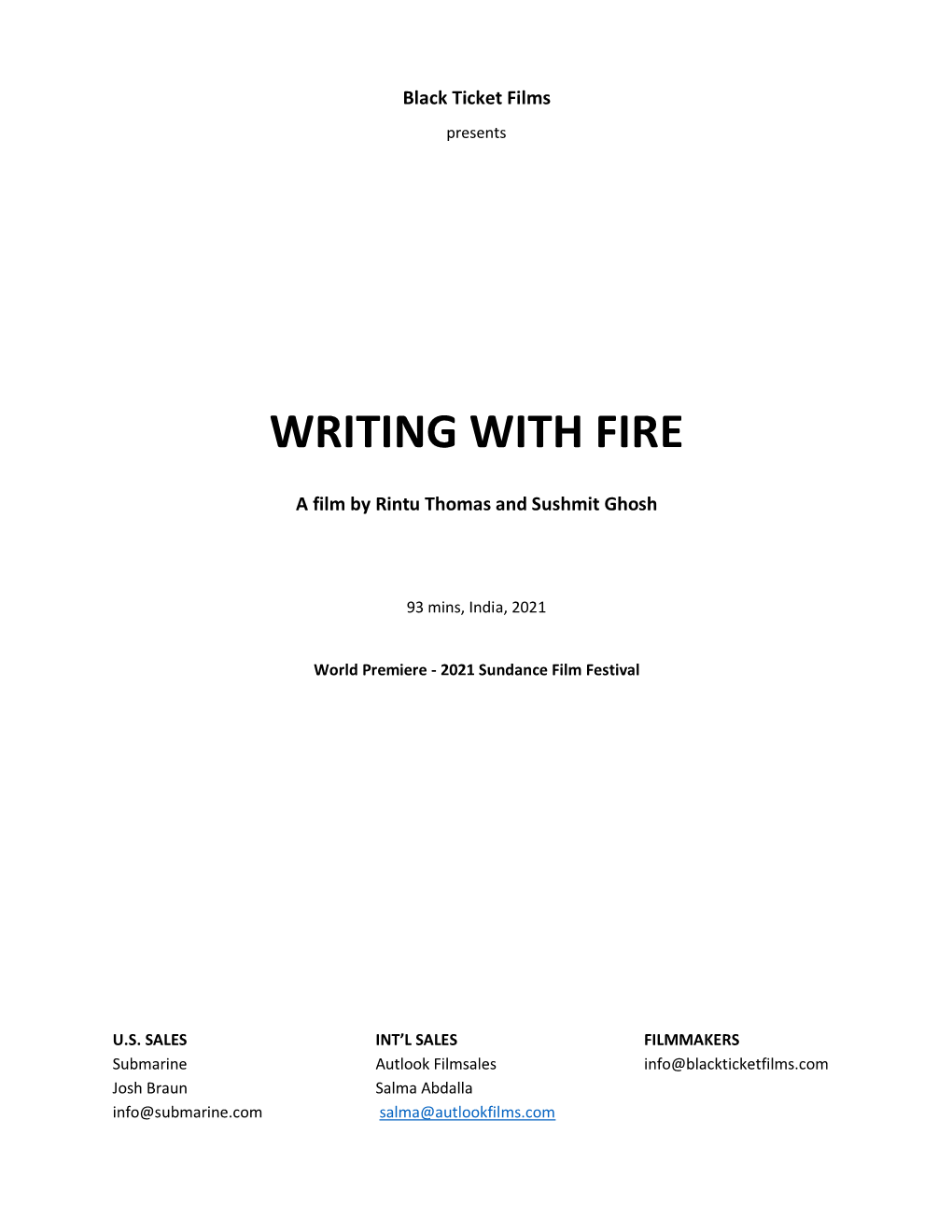 Writing with Fire