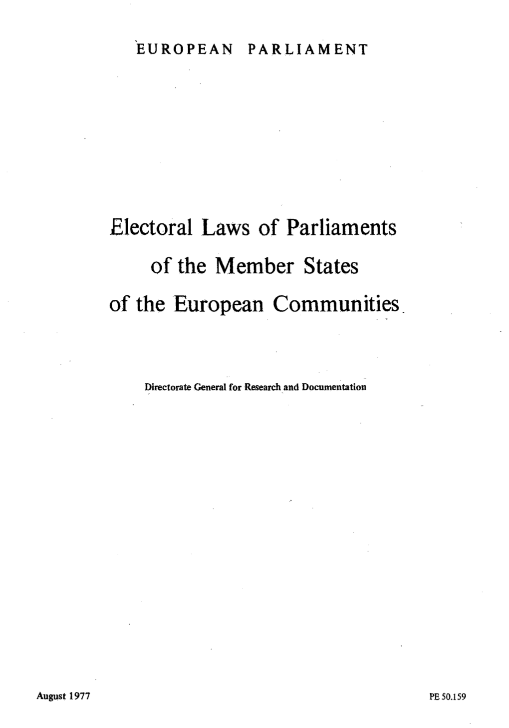 Electoral Laws of Parliaments of the Member States of the European Communities