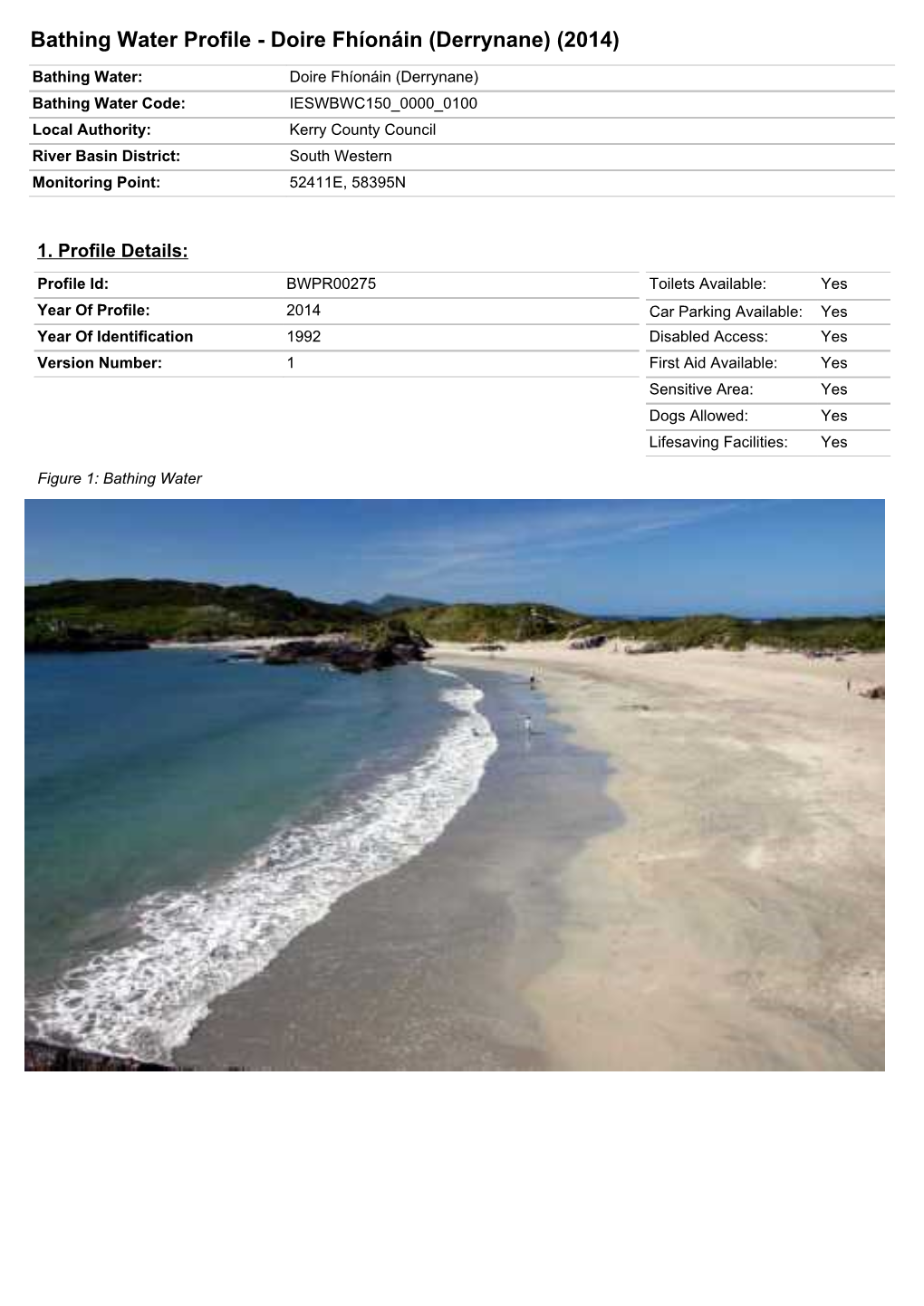 Bathing Water Profile - Doire Fhíonáin (Derrynane) (2014)