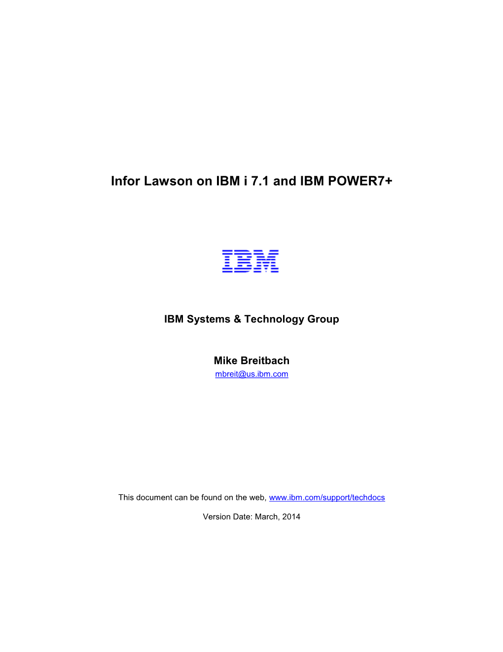 Infor Lawson on IBM I 7.1 and IBM POWER7+