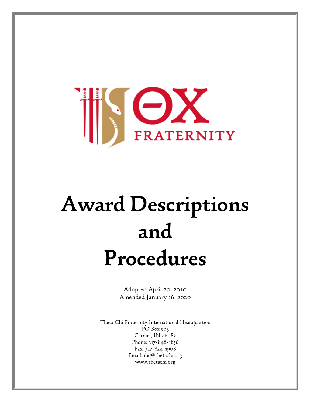 Award Descriptions and Procedures