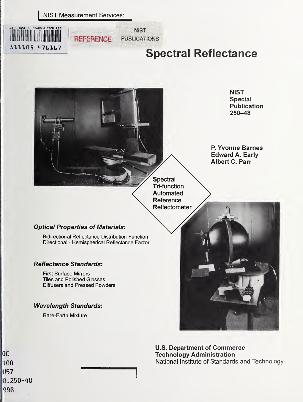 NIST MEASUREMENT SERVICES: Spectral Reflectance