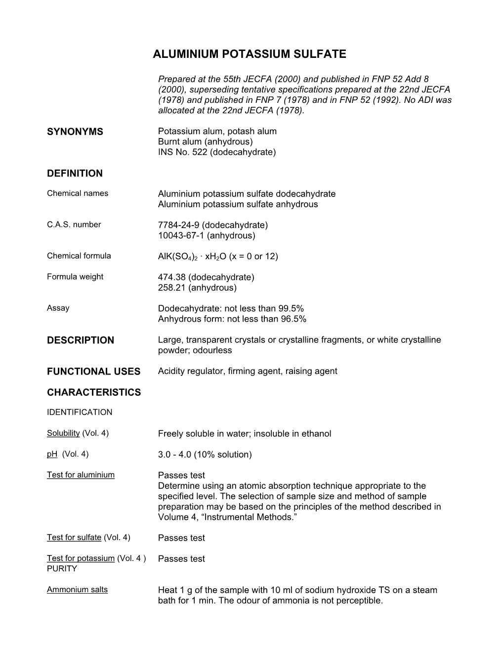 Aluminium Potassium Sulfate