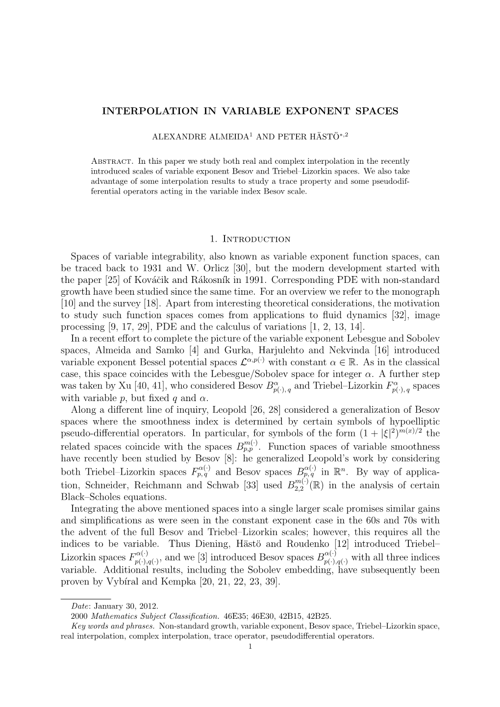 Interpolation in Variable Exponent Spaces 11