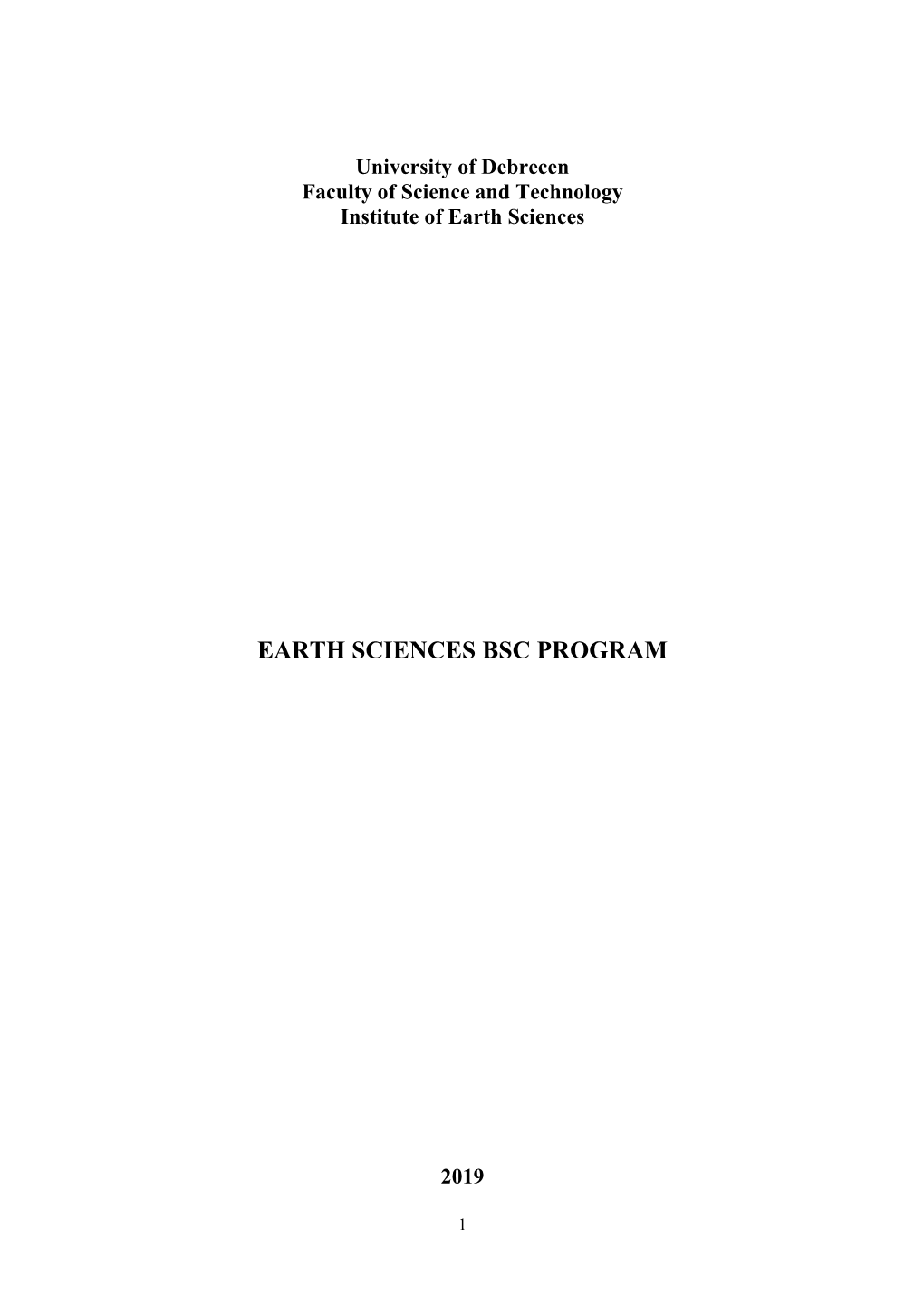 Earth Sciences Bsc Program