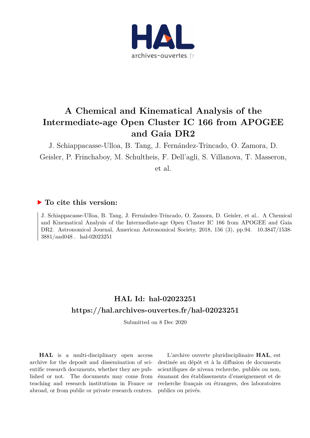 A Chemical and Kinematical Analysis of the Intermediate-Age Open Cluster IC 166 from APOGEE and Gaia DR2 J