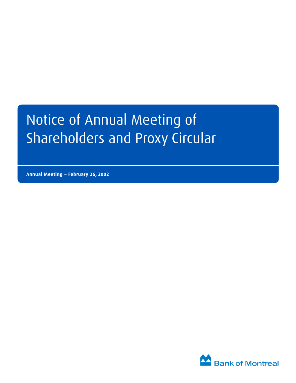 Notice of Annual Meeting of Shareholders and Proxy Circular