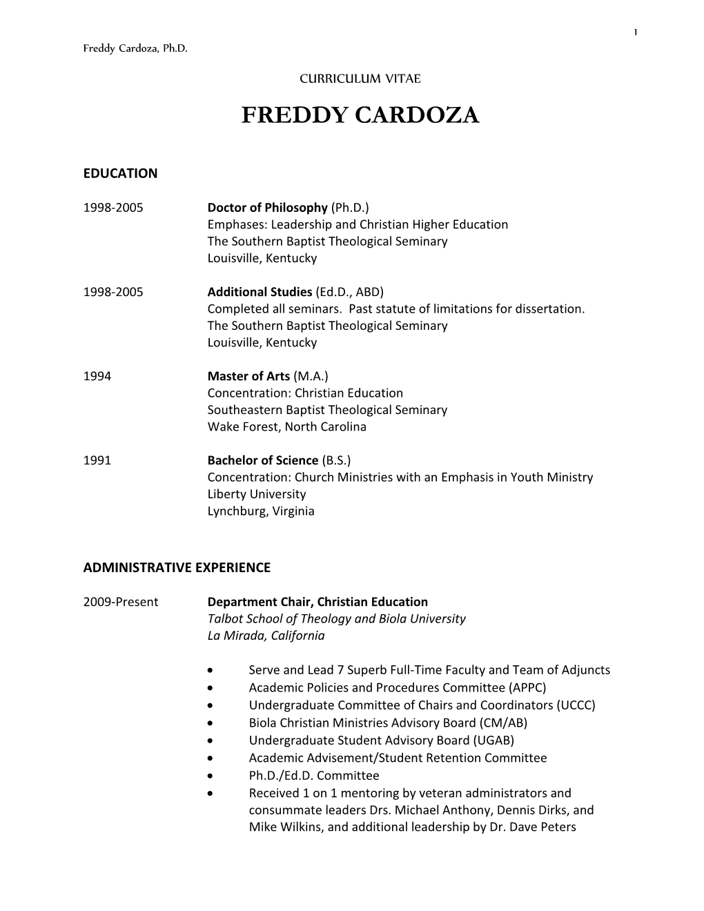 Freddy Cardoza, Ph.D