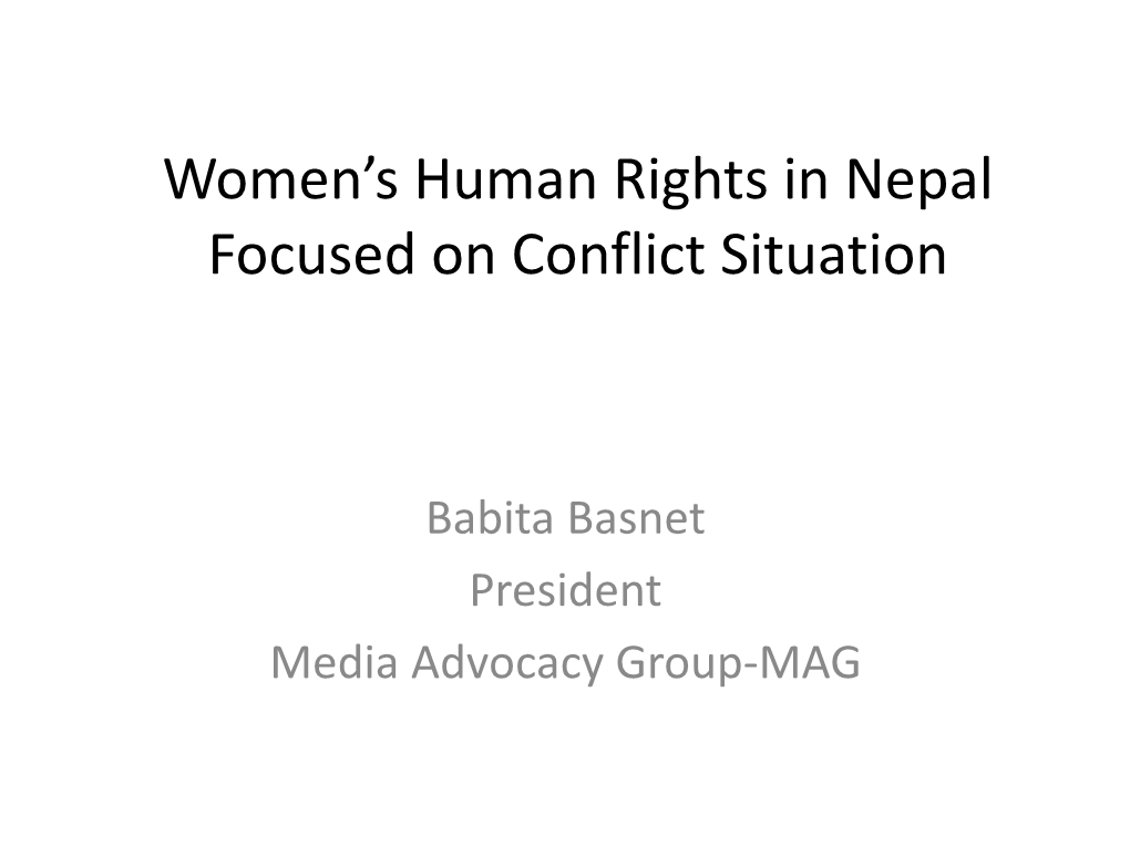 Women's Human Rights in Nepal Focused on Conflict Situation