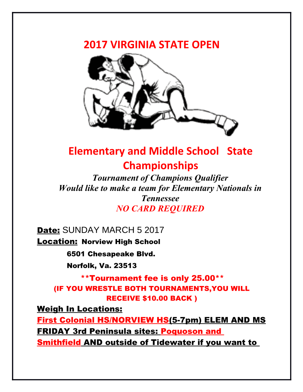 Elementary and Middle School State Championships