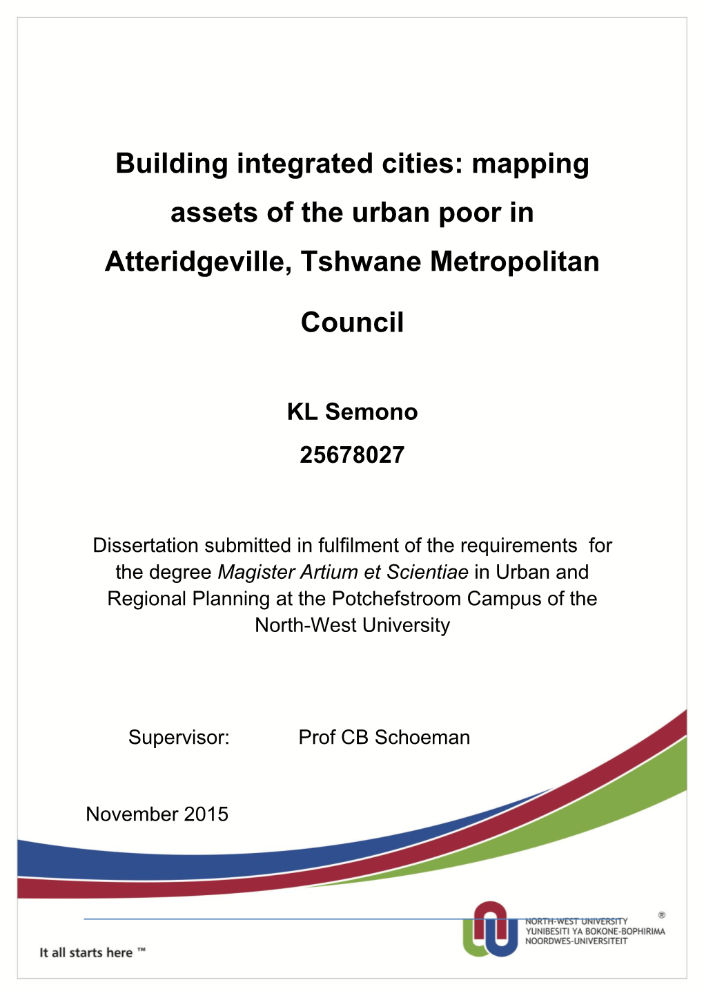 Mapping Assets of the Urban Poor in Atteridgeville, Tshwane Council