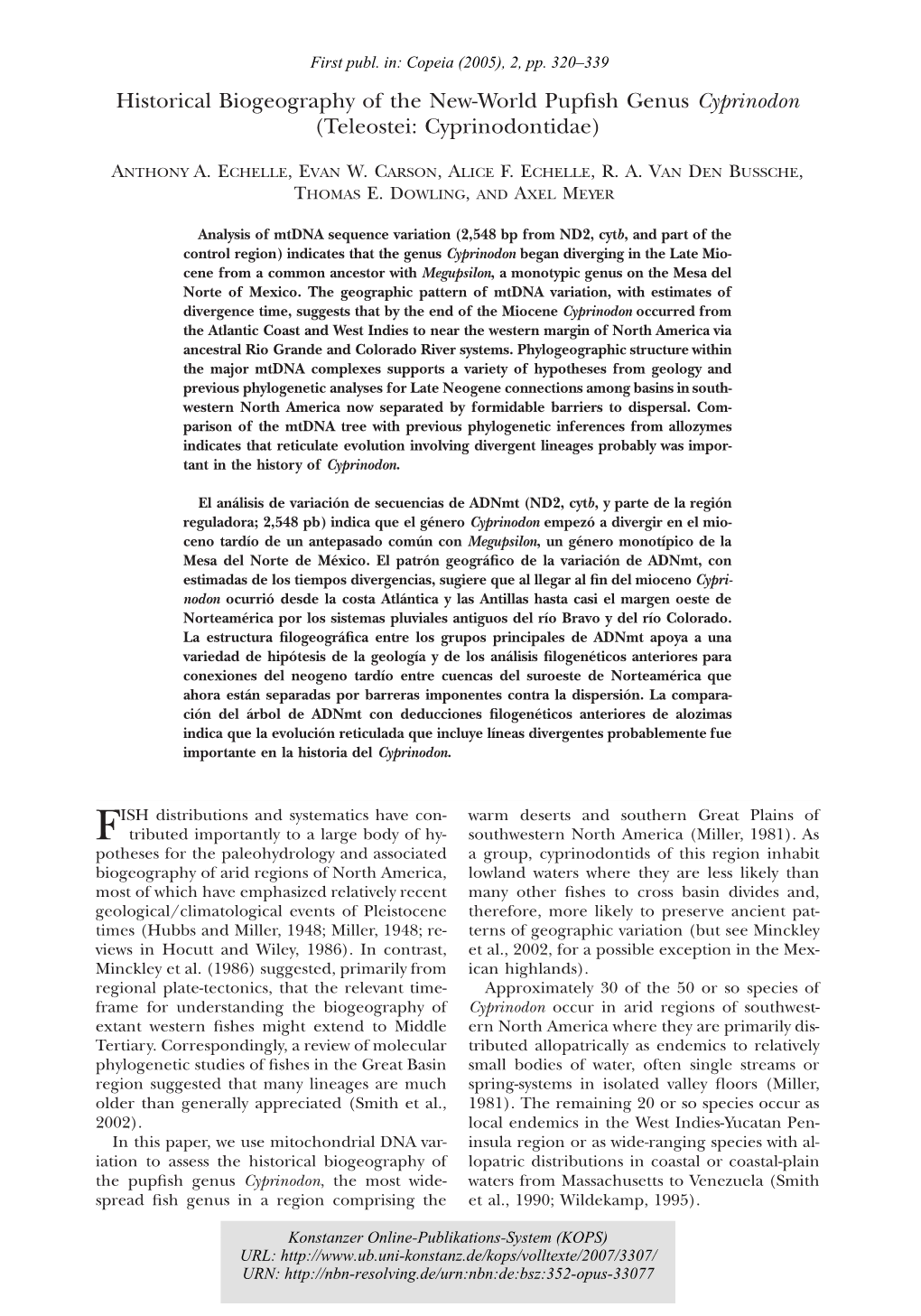 Historical Biogeography of the New-World Pupfish Genus