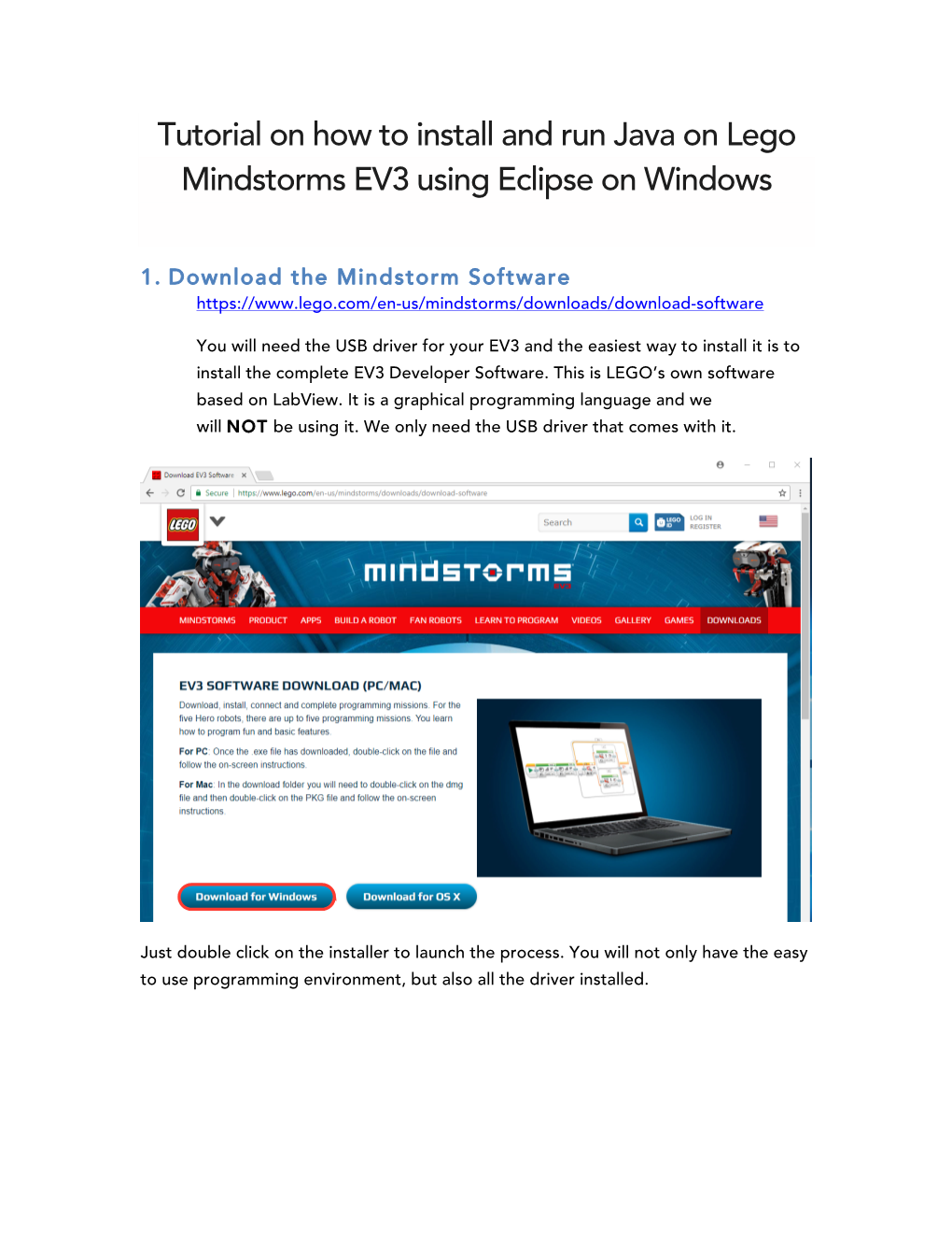 Tutorial on How to Install and Run Java on Lego Mindstorms EV3 Using Eclipse on Windows