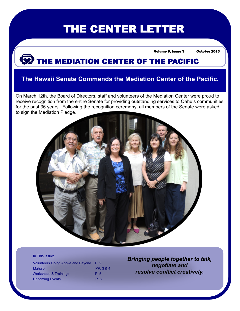 October 2015 the MEDIATION CENTER of the PACIFIC