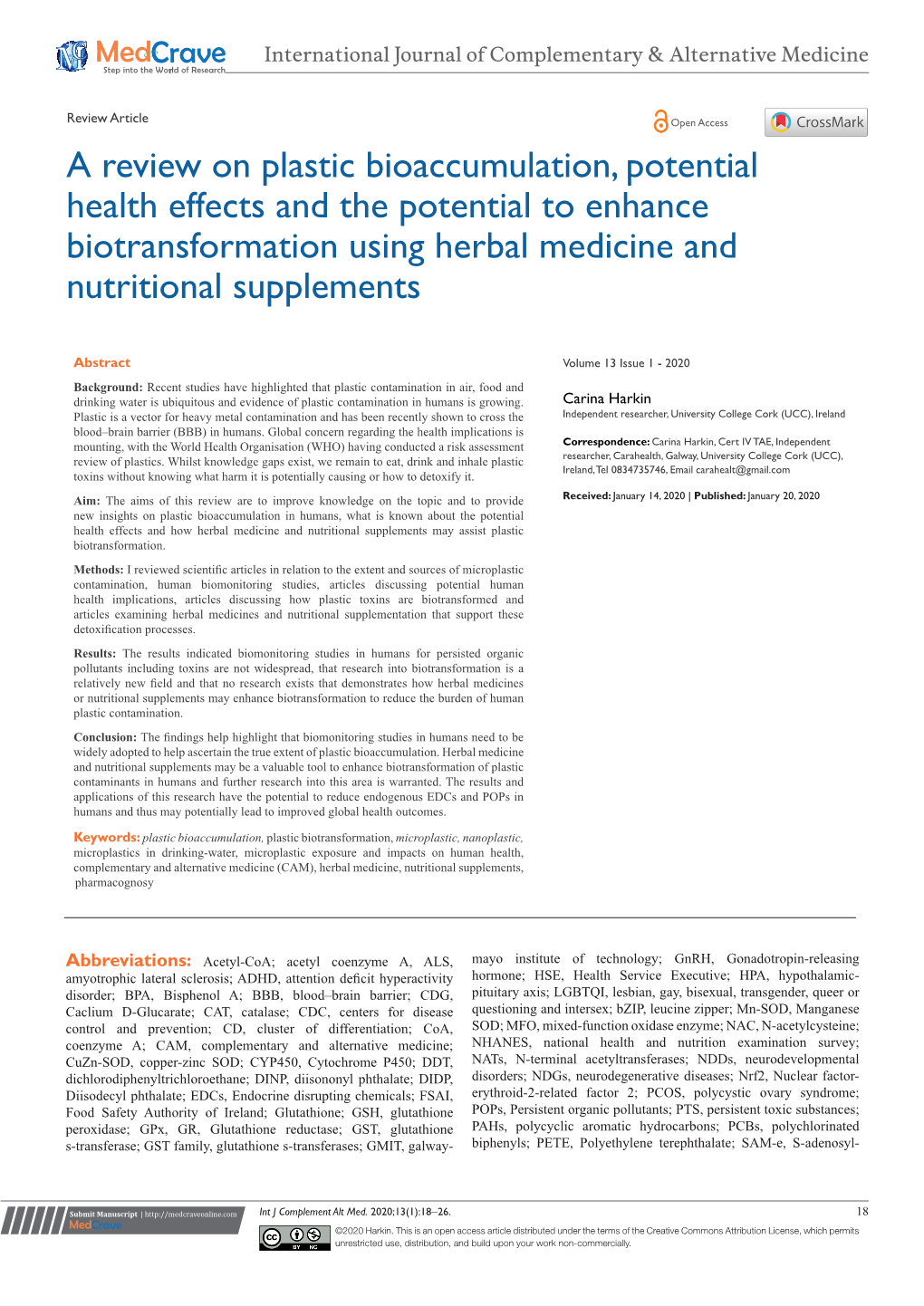 A Review on Plastic Bioaccumulation, Potential Health Effects and the Potential to Enhance Biotransformation Using Herbal Medicine and Nutritional Supplements