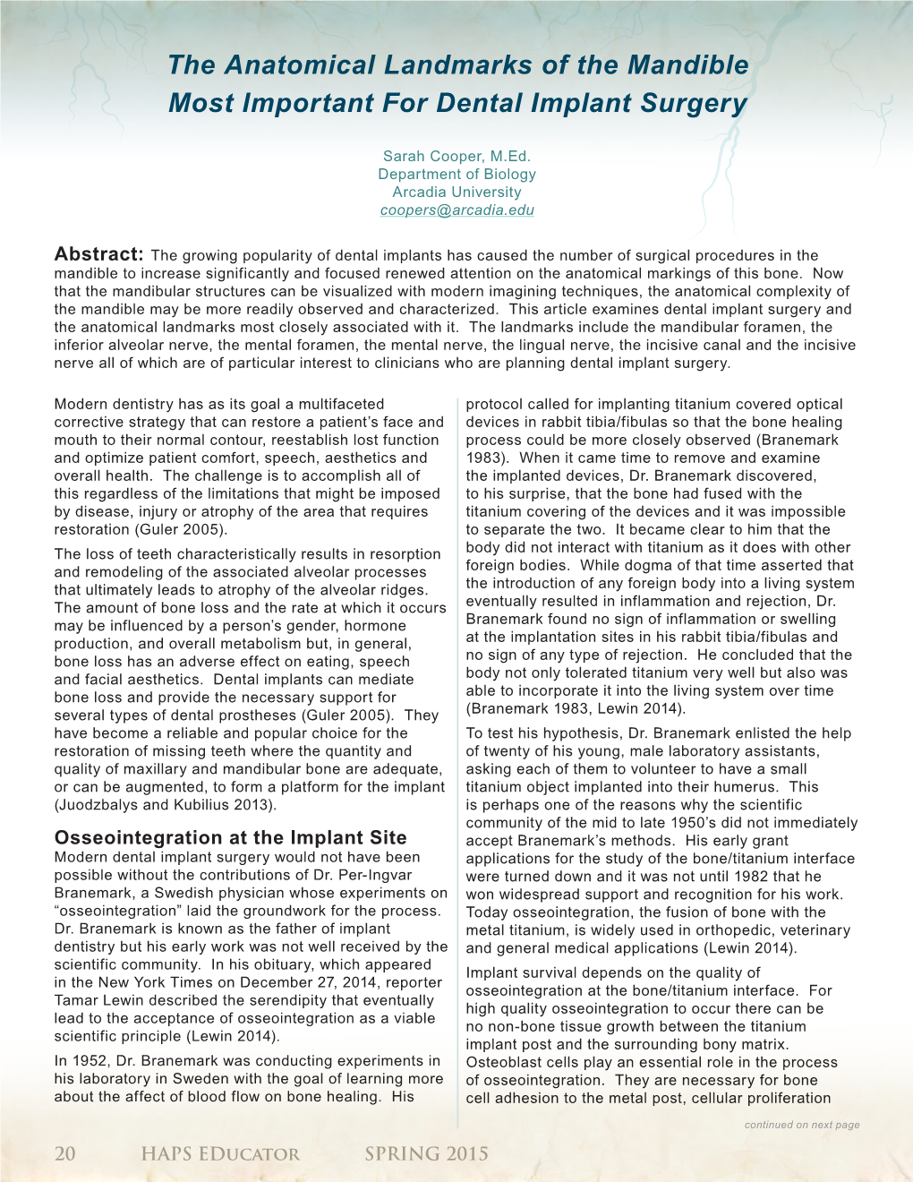 The Anatomical Landmarks of the Mandible Most Important for Dental Implant Surgery