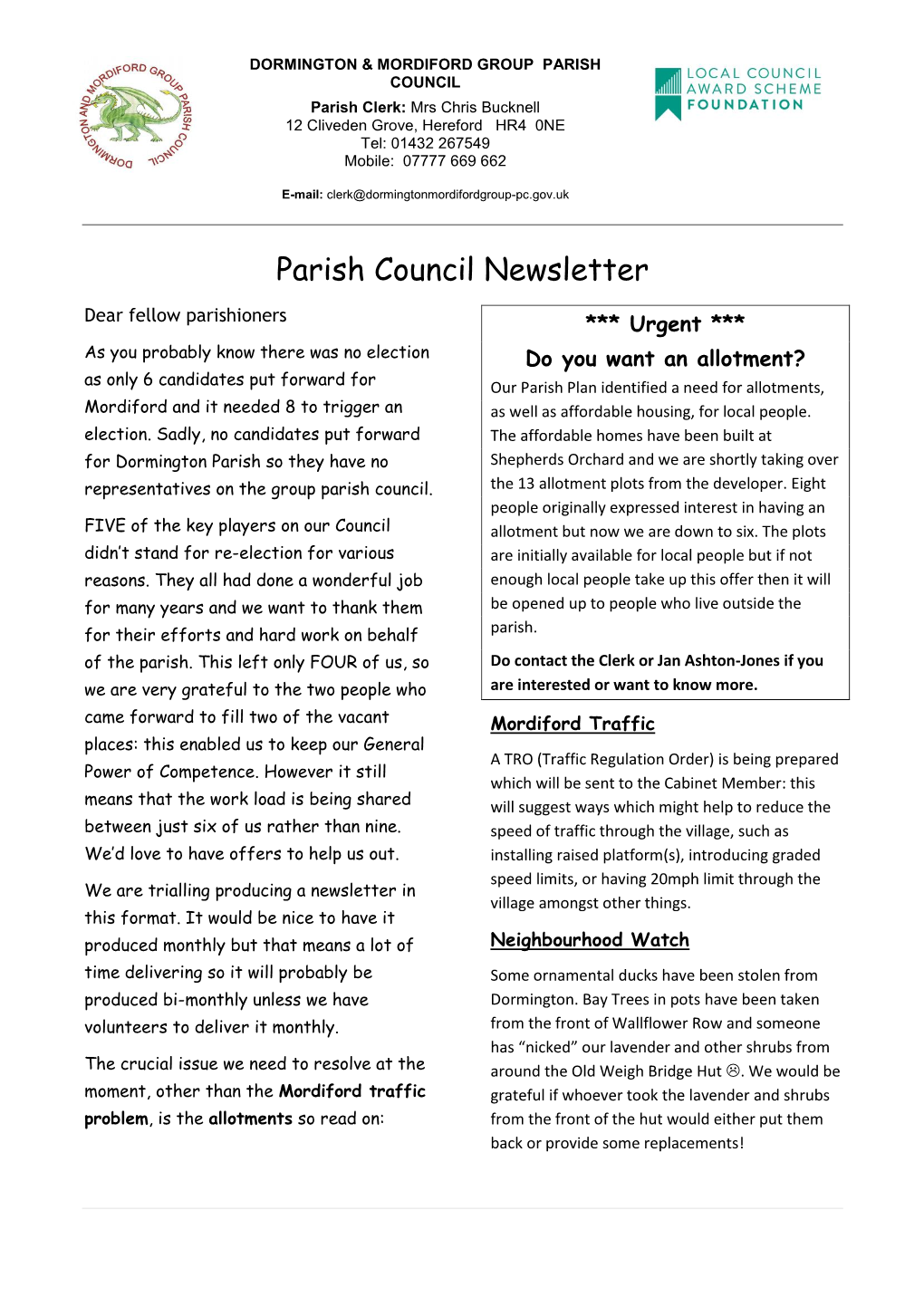 Parish Council Newsletter