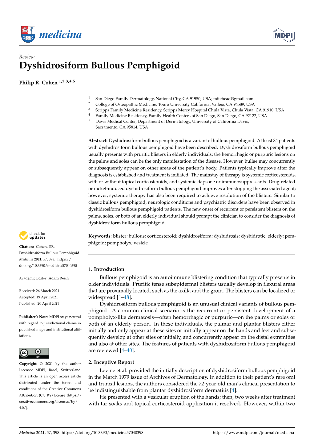 Dyshidrosiform Bullous Pemphigoid