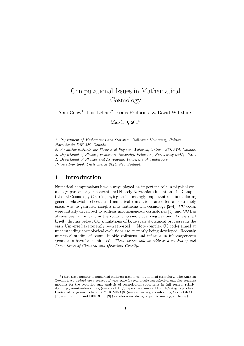 Computational Issues in Mathematical Cosmology