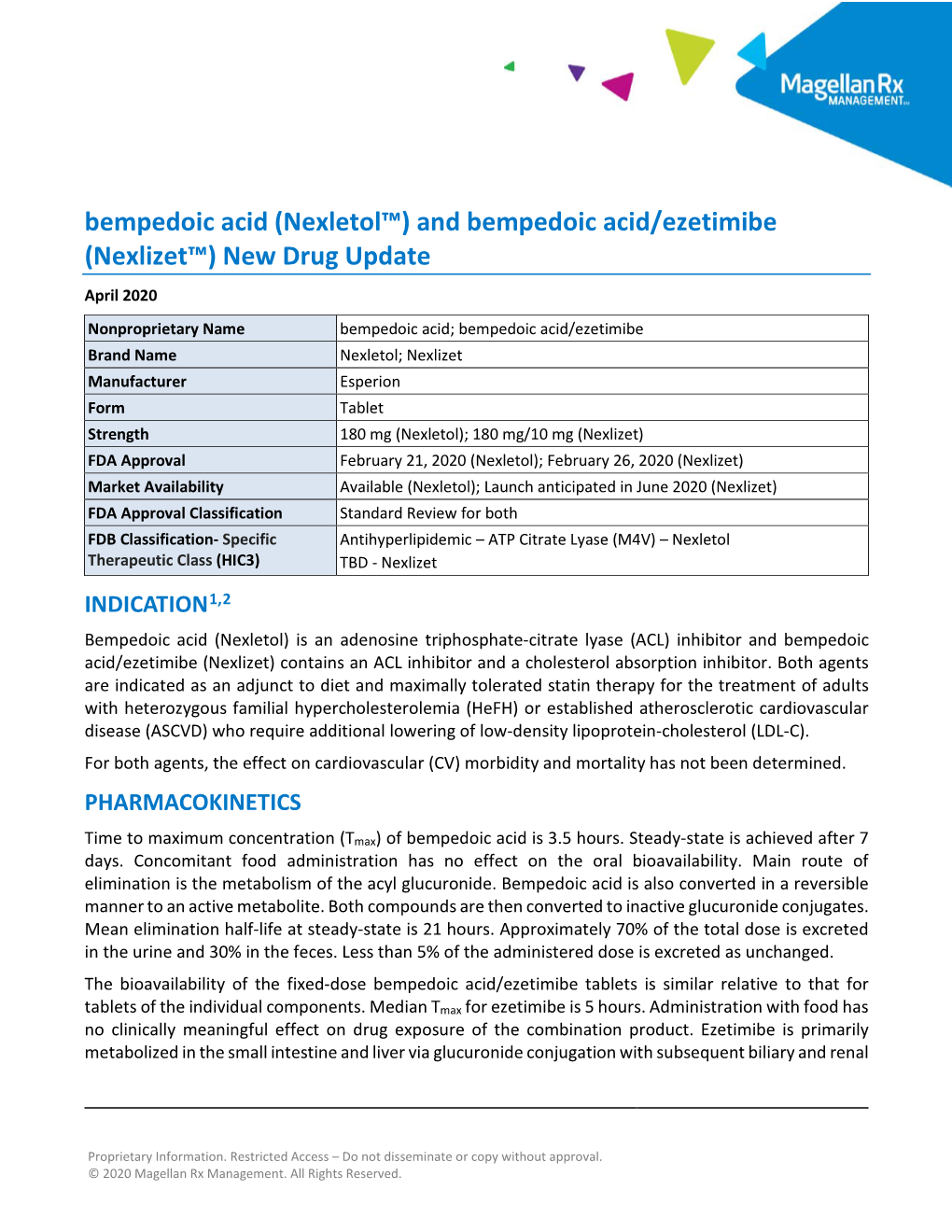 And Bempedoic Acid/Ezetimibe (Nexlizet™) New Drug Update