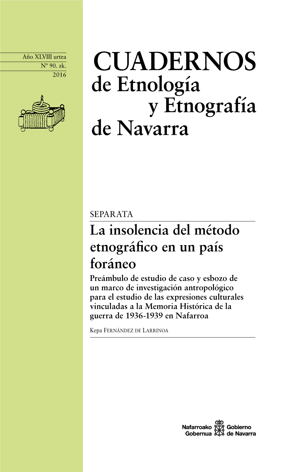 CUADERNOS 2016 De Etnología Y Etnografía De Navarra