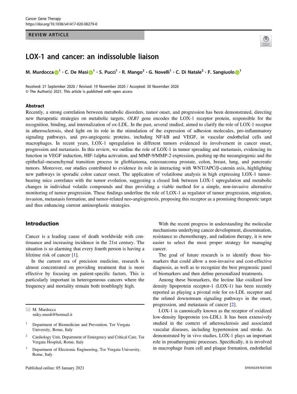 LOX-1 and Cancer: an Indissoluble Liaison