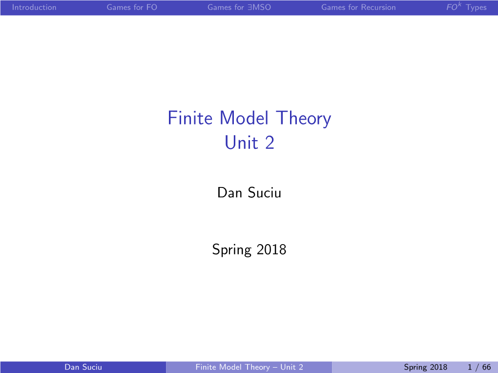 Finite Model Theory Unit 2