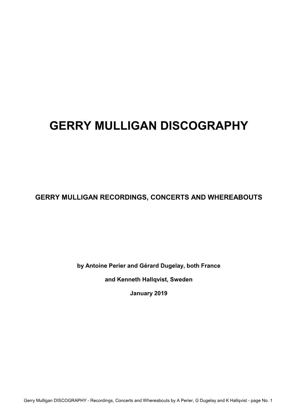 Gerry Mulligan Discography