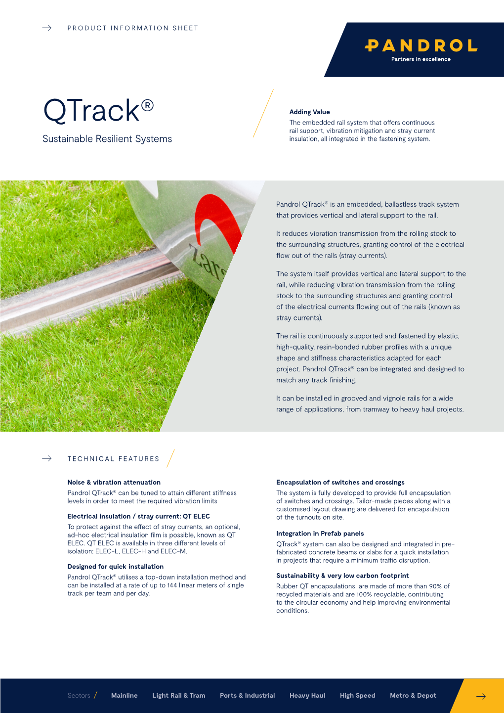 Qtrack® Is an Embedded, Ballastless Track System That Provides Vertical and Lateral Support to the Rail