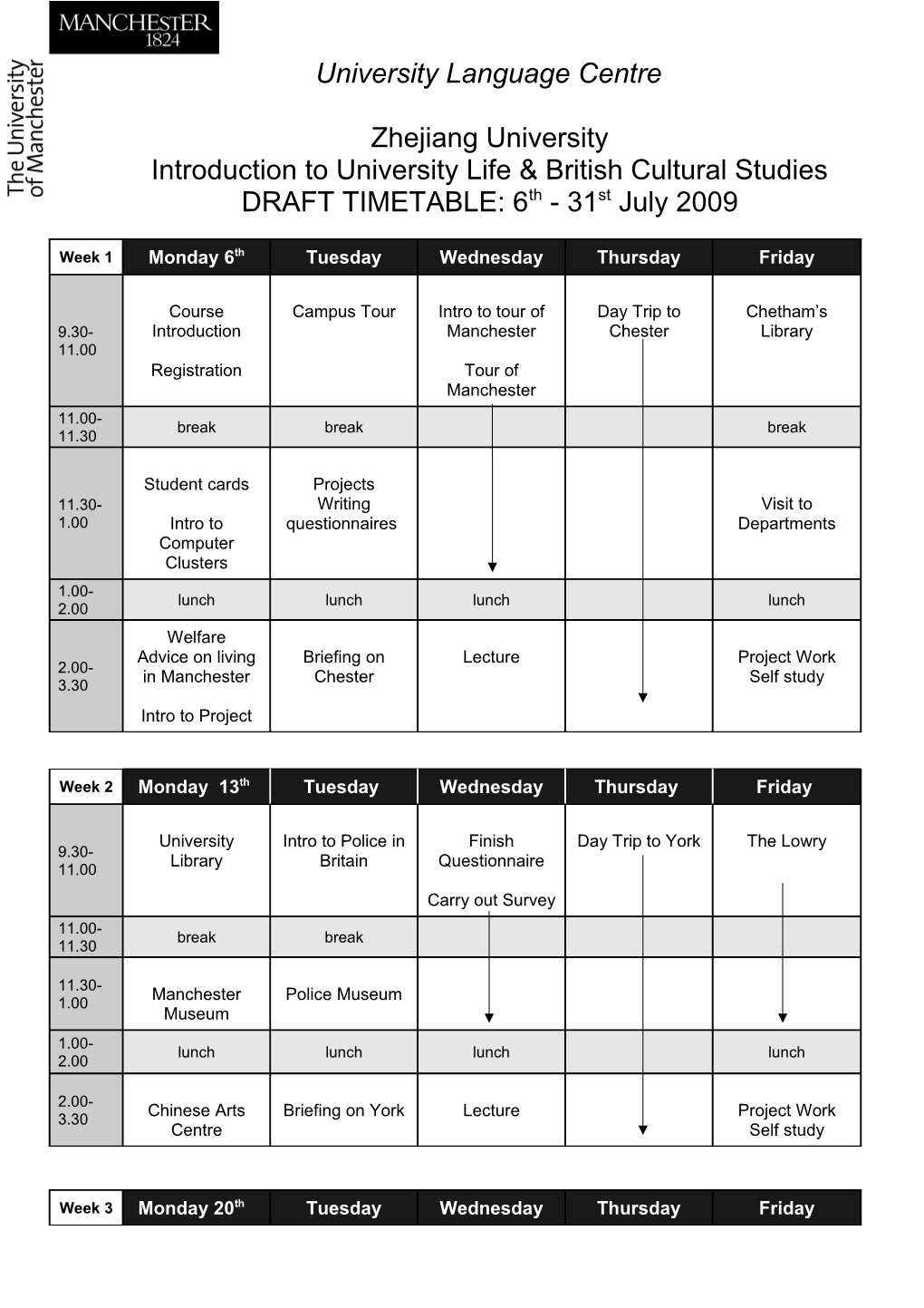 Introduction to University Life & British Cultural Studies