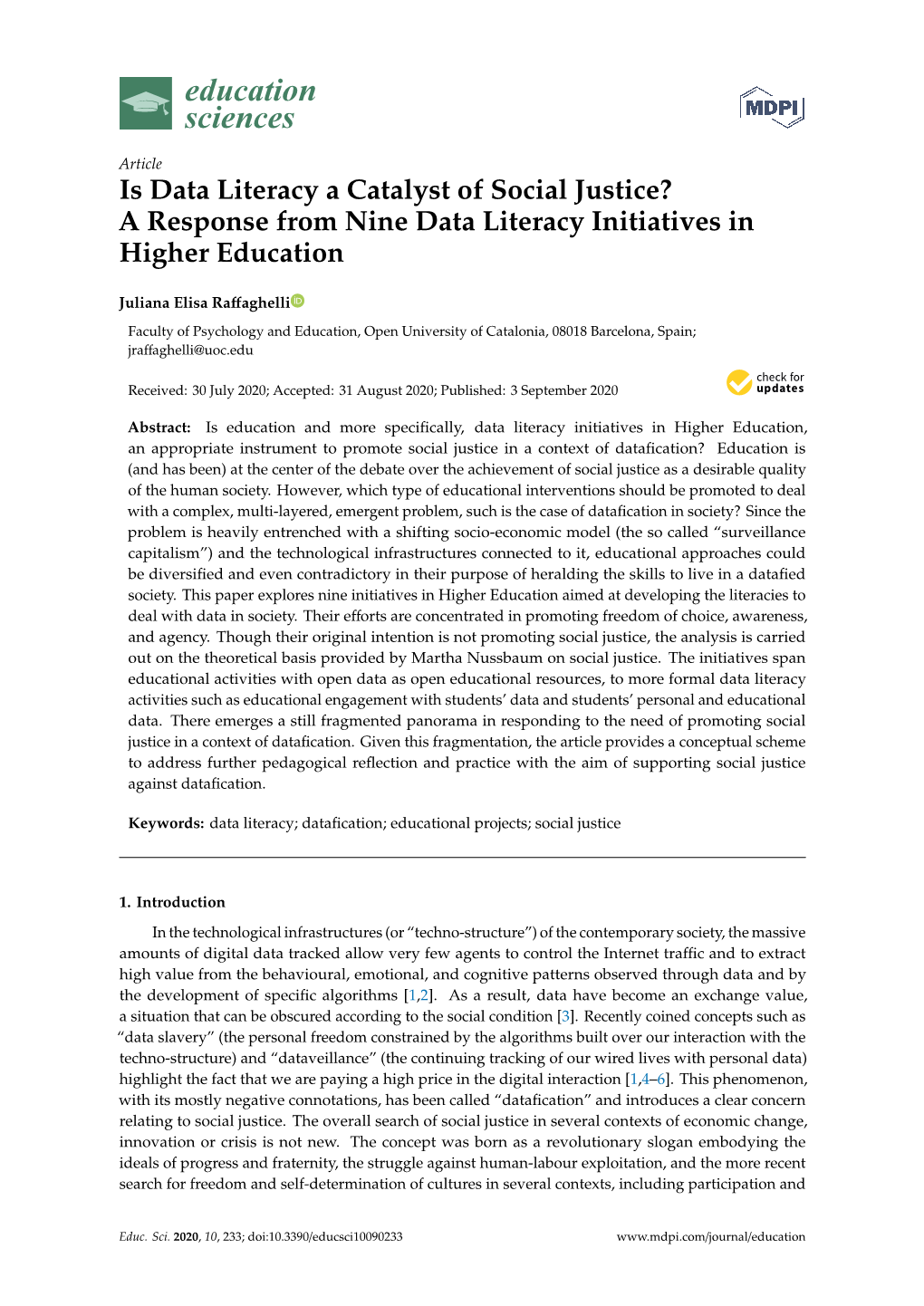 Is Data Literacy a Catalyst of Social Justice? a Response from Nine Data Literacy Initiatives in Higher Education
