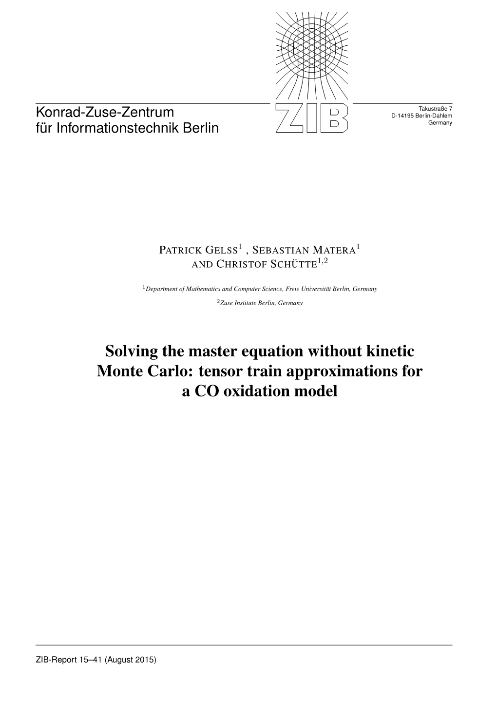 Solving the Master Equation Without Kinetic Monte Carlo: Tensor Train Approximations for a CO Oxidation Model