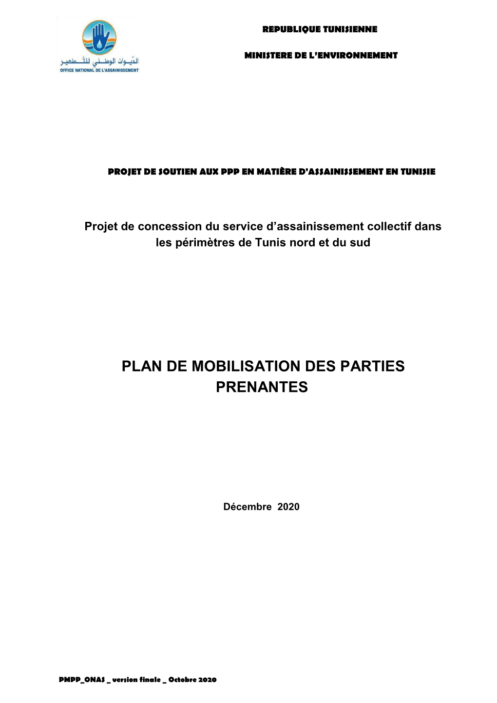 Plan De Mobilisation Des Parties Prenantes ONAS