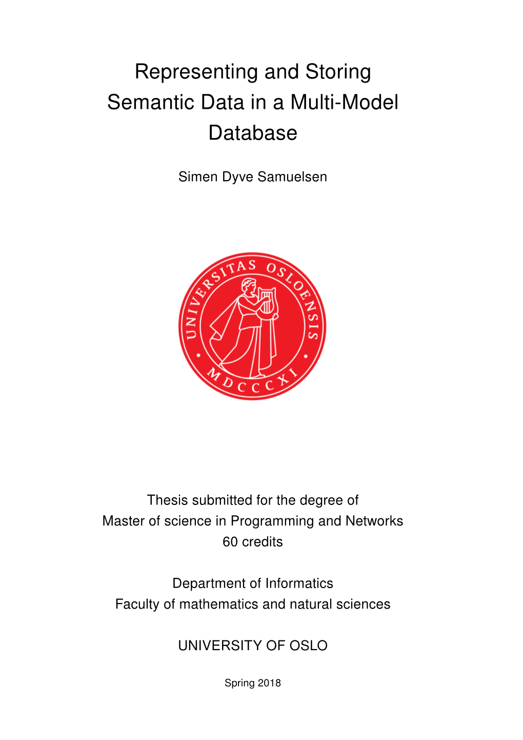 Representing and Storing Semantic Data in a Multi-Model Database